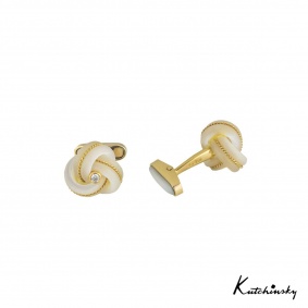 Kutchinsky 18k Yellow Gold, MOP and Diamond Cufflinks